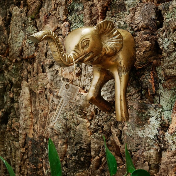 Kleiderhaken "Elefant", antik gold
